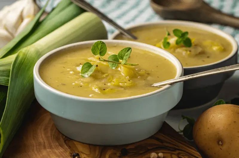 Potato and Leek Soup (Vichyssoise) with croutons