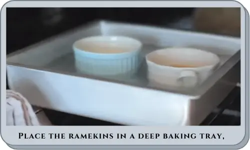 Place the ramekins in a deep baking tray,