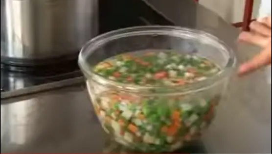 Vegetables in cold water